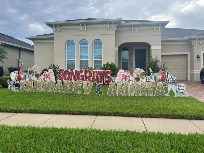 Just married yard greeting display